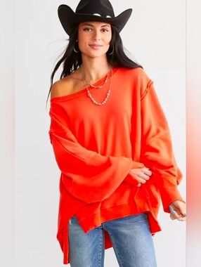Free People Camden Oversized Pullover Small Scarlet Sun *Retired Color*